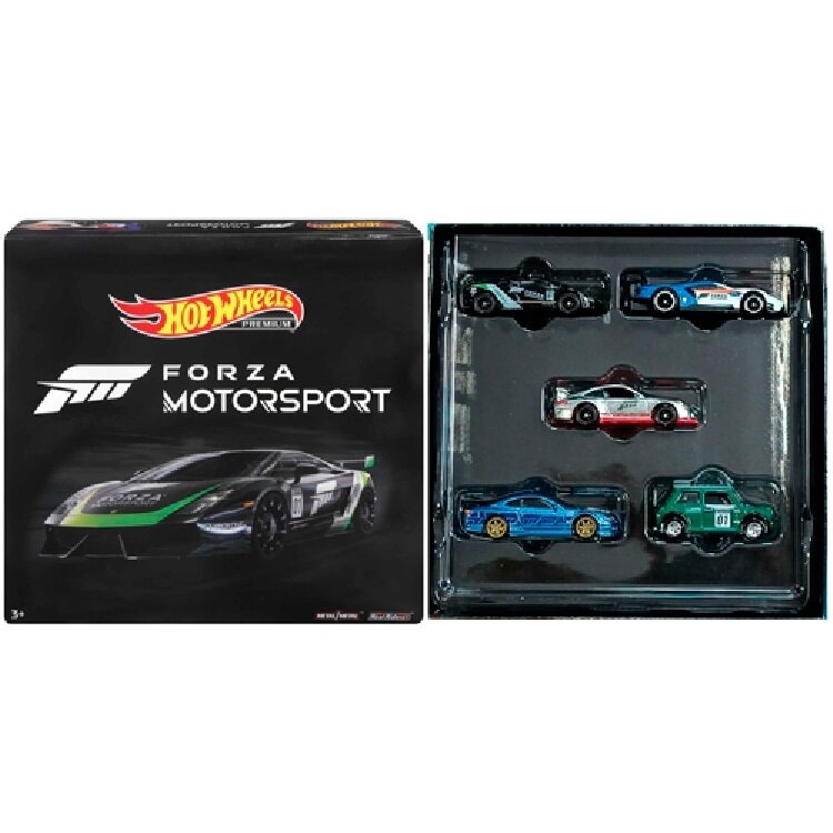Hot Wheels Premium Forza Premium 5-pack Modeliukų rinkinys (Lamborghini Gallardo LP570,Ford GT Race,Porsche 911 GT3 RS,Nissan Silvia S15,Morris Mini) (yra Sandėlyje)