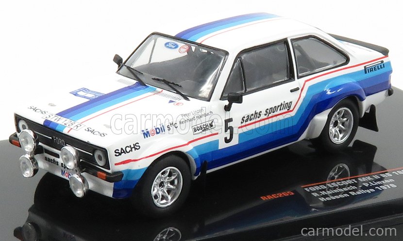 PRE-ORD3R IXO Models Modeliukas 1/43 1978 Ford Escort MKII RS 1800 #5 Hainbach/Linzen Rallye Hessen, white/blue