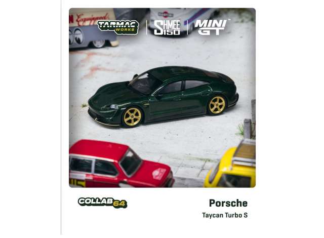 PRE-ORDER Tarmac Works Modeliukas Porsche Taycan Turbo S, midnight green