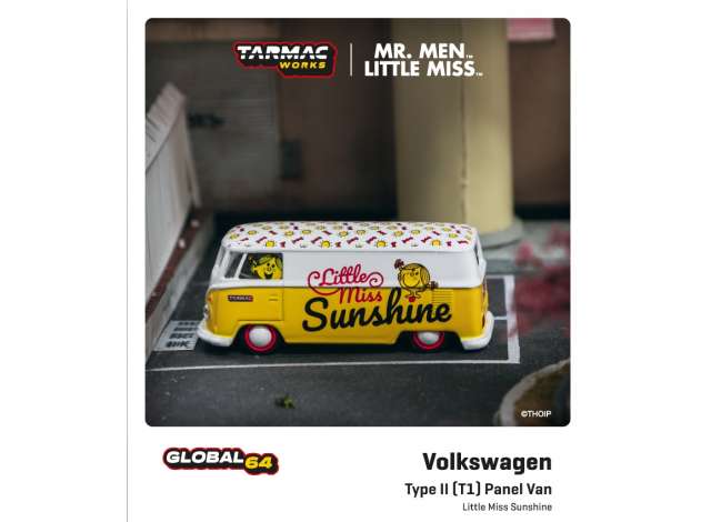 PRE-ORD3R Tarmac Modeliukas 1/64 Volkswagen Type II (T1) Panel Van *Mr. Men Little Miss Little Miss Sun