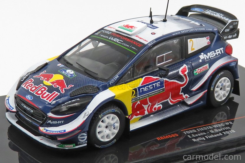 PRE-ORD3R IXO Models Modeliukas 2018 Ford Fiesta RS WRC #2 Evans/Barritt Rallye WM Finland, blue/purple/red