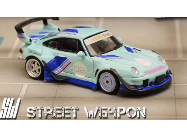 PRE-ORD3R Street Weapon Modeliukas 1/64 RWB 993 noctilucent #02, blue
