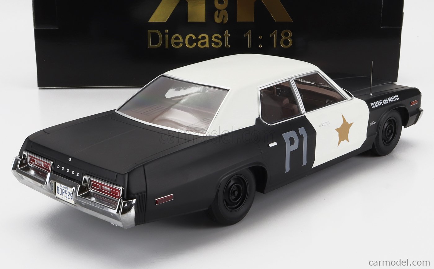 PRE-ORD3R KK Scale Modeliukas 1/18 1974 Dodge Monaco, black/white
