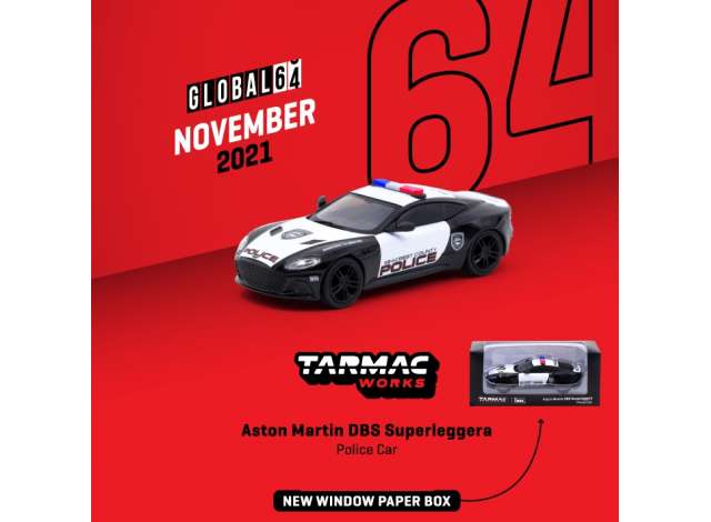 PRE-ORD3R Tarmac Works Modeliukas Aston Martin DBS Superleggera *Police Car*, white/black