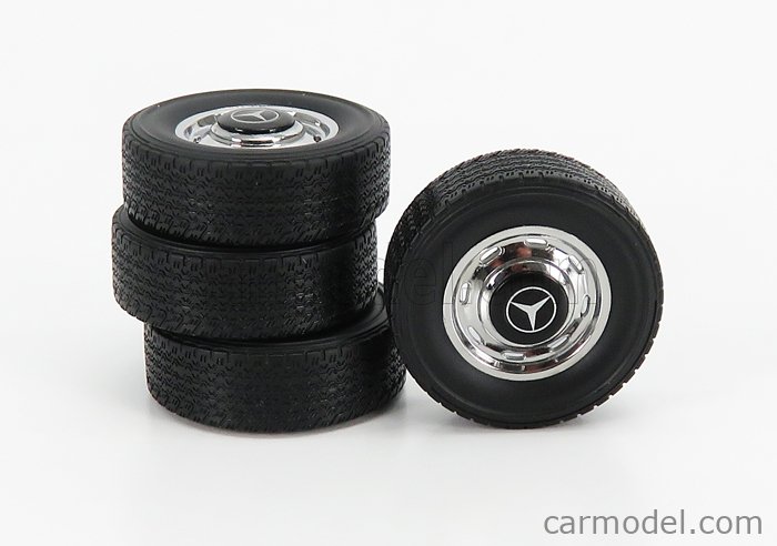 PRE-ORD3R KK Scale Ratų komplektas Mercedes Wheel and Tyre Set, black/chrome