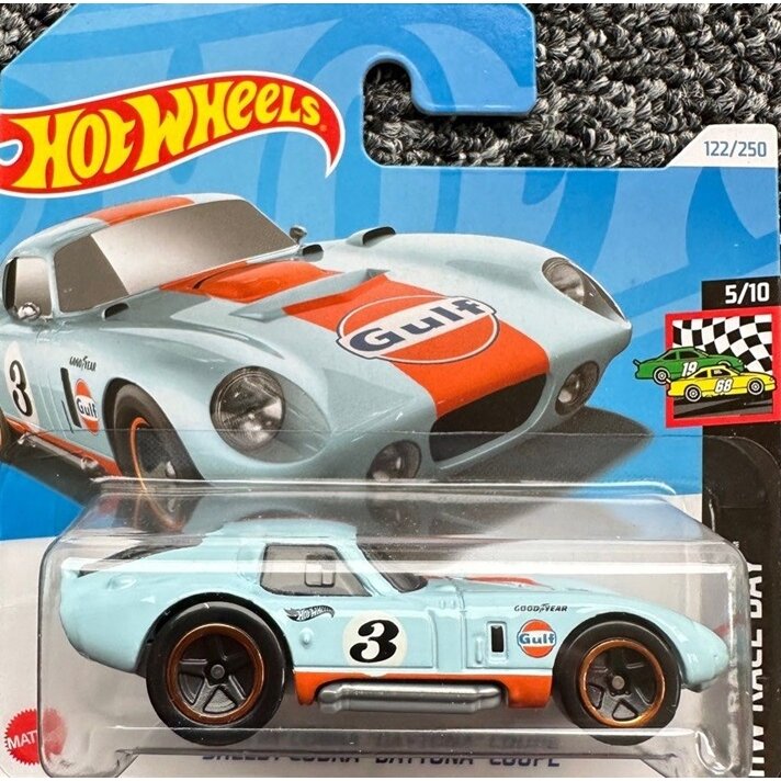 Hot Wheels Mainline Modeliukas Shelby Cobra Daytona Coupe gulf (yra Sandėlyje)