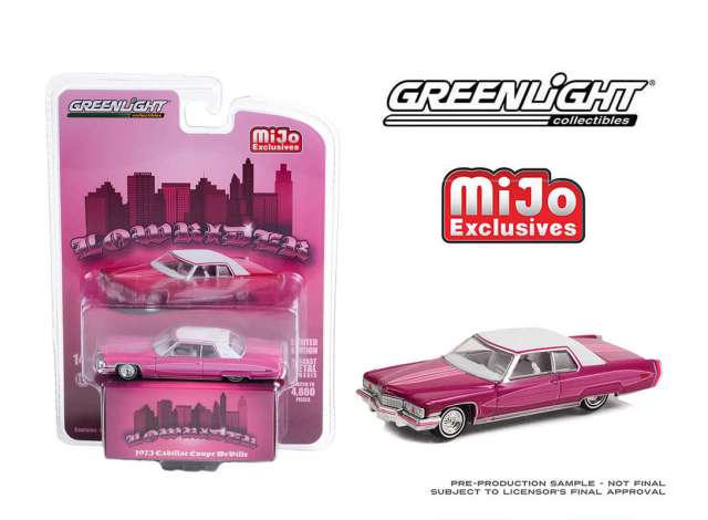 GreenLight Modeliukas 1973 Cadillac Coupe DeVille Lowrider, purple with white roof