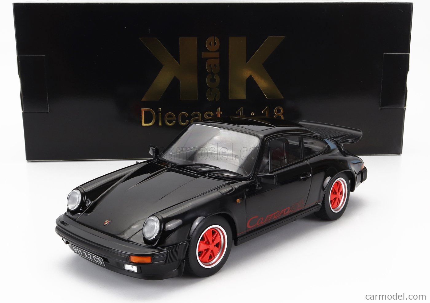 PRE-ORD3R KK Scale Modeliukas 1/18 1989 Porsche 911 Carrera 3.2 Clubsport, black/red