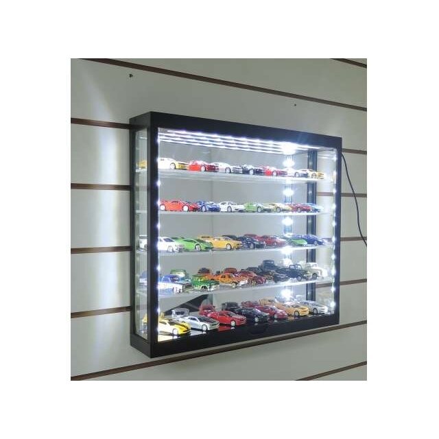 Modeliukų vitrina 5-layer Led su veidrodžiu, juoda