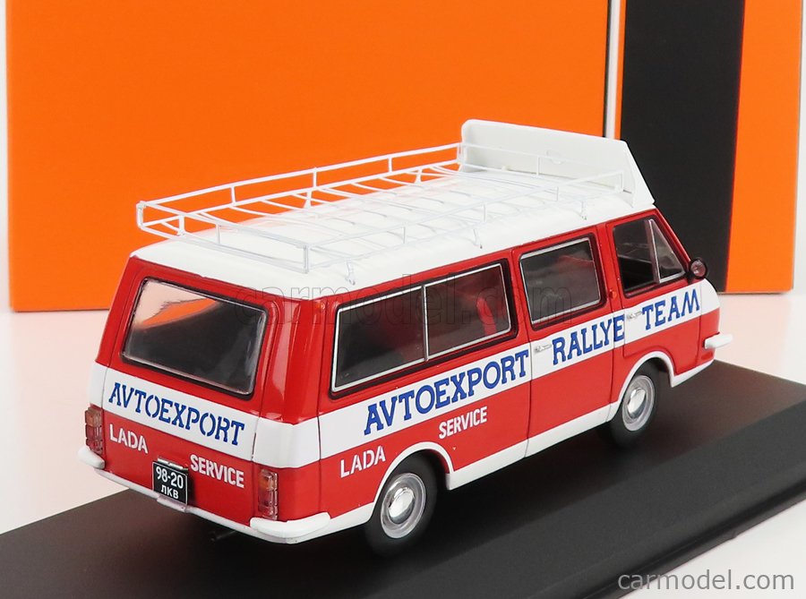 PRE-ORD3R IXO Models Modeliukas 1/43 RAF 2203 Assistance with roofrack, red/white