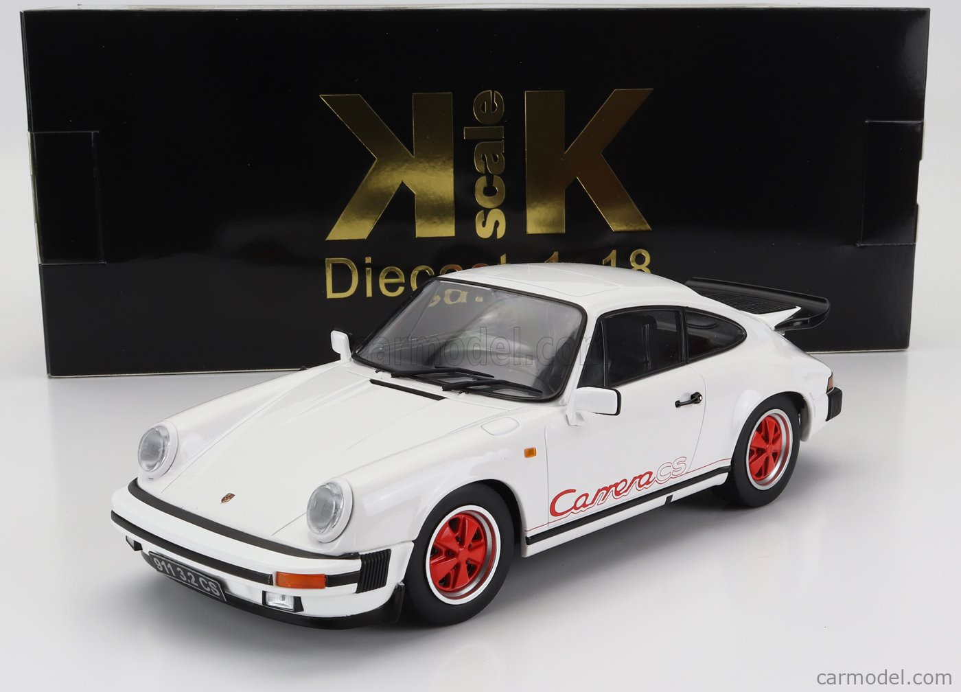 PRE-ORD3R KK Scale Modeliukas 1/18 1989 Porsche 911 Carrera 3.2 Clubsport, white/red