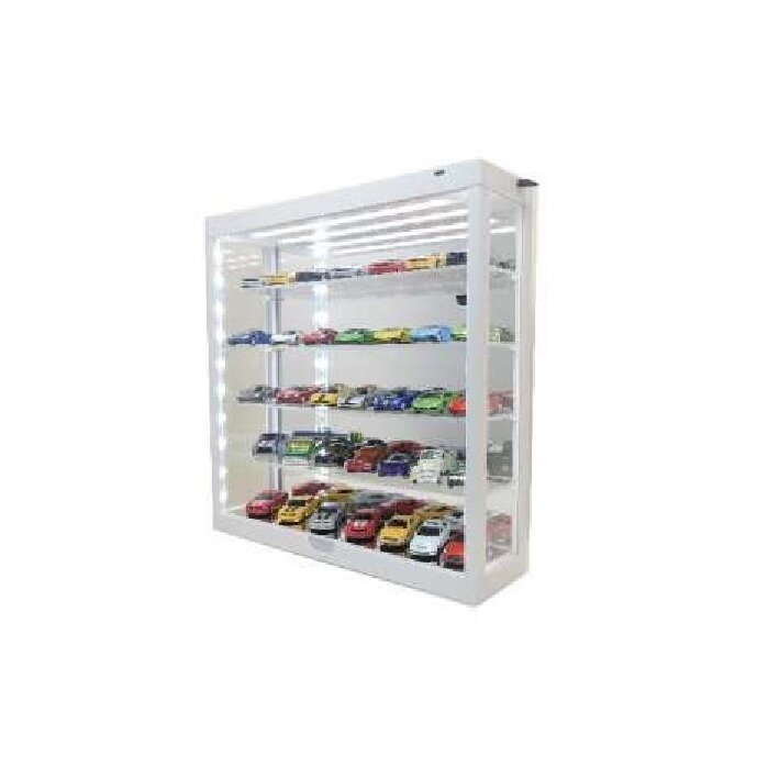 Modeliukų vitrina 5-layer Led su veidrodžiu, balta