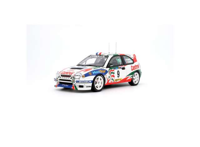 PRE-ORD3R OttO Miniatures Modeliukas 1/18 1998 Toyota Corolla WRC # D, Auriol Rally Catalunya *Resin series*, white