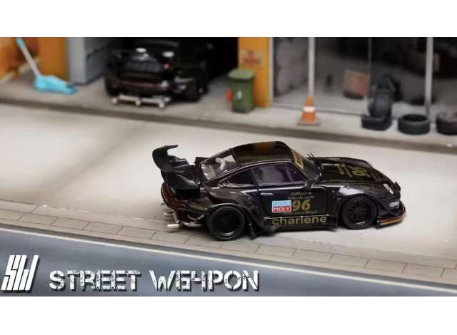 Street Weapon Modeliukas 1/64 RWB 993 low tail, black (yra Sandėlyje)