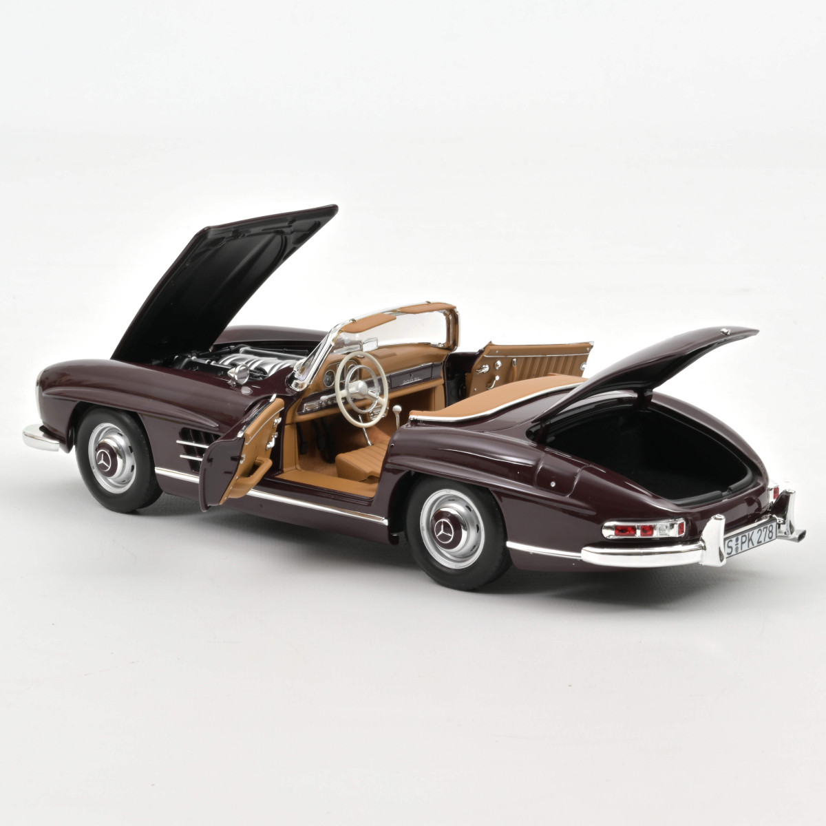 PRE-ORD3R Norev Modeliukas 1/18 1957 Mercedes-Benz 300 SL Roadster, red