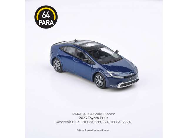 PRE-ORD3R Para64 Modeliukas 1/64 2023 Toyota Prius, blue left hand drive (cars in a deluxe Acrylic window box)