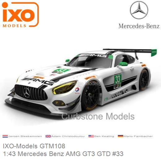 PRE-ORD3R IXO Models Modeliukas 2016 Mercedes AMG GT3 #33 J. Bleekemolen/ A.Christodoulou/ M.Farnbacher/B. ...