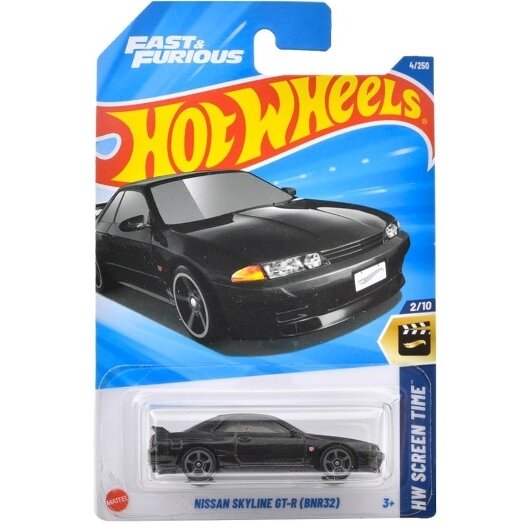 Hot Wheels Mainline Modeliukas Nissan Skyline GT-R (BNR32) black long card (yra Sandėlyje)
