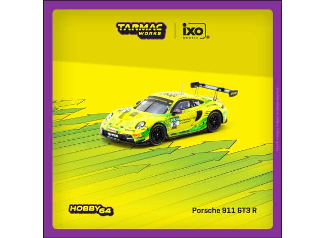 PRE-ORD3R Tarmac Modeliukas 1/64 Porsche 911 GT3 R, Thomas Preining, DTM Champion 2023, yellow/green