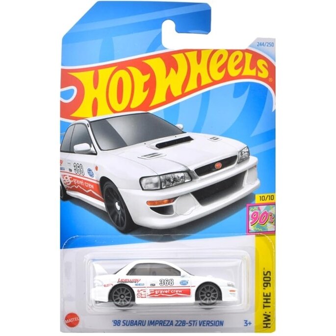 Hot Wheels Mainline Modeliukas '98 Subaru Impreza 22B-Sti white long card (yra Sandėlyje)