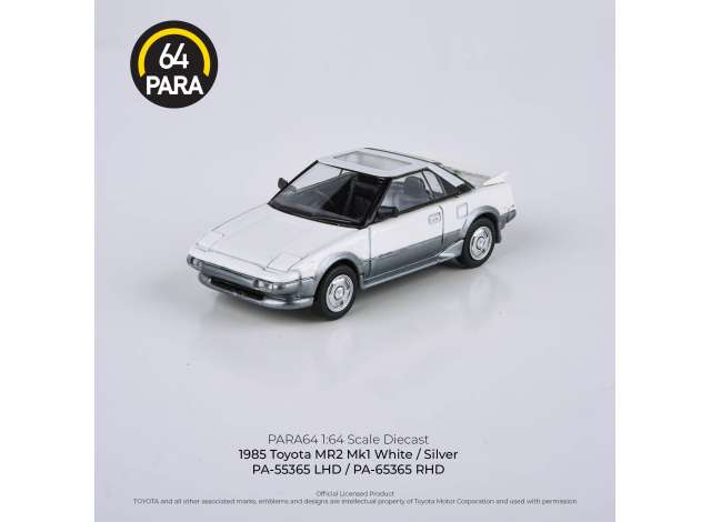 PRE-ORD3R Para64 Modeliukas 1/64 1985 Toyota MR2 MKI, silver (cars in a deluxe Acrylic window box)
