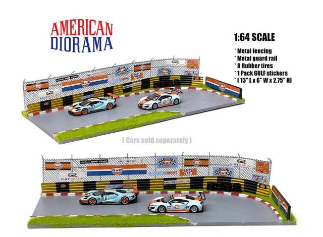 PRE-ORD3R American Diorama Priedų rinkinys Gulf Racetrack Diorama (Car Not Included !!)