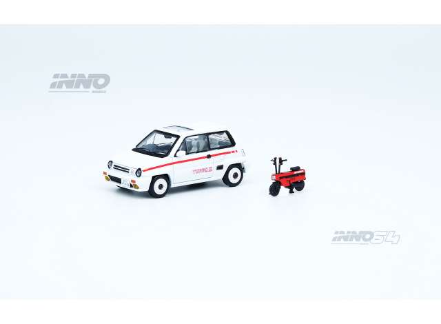 PRE-ORD3R Inno64 Modeliukas 1/64 1984 Honda City Turbo II, white Mod. version with red Motocompo