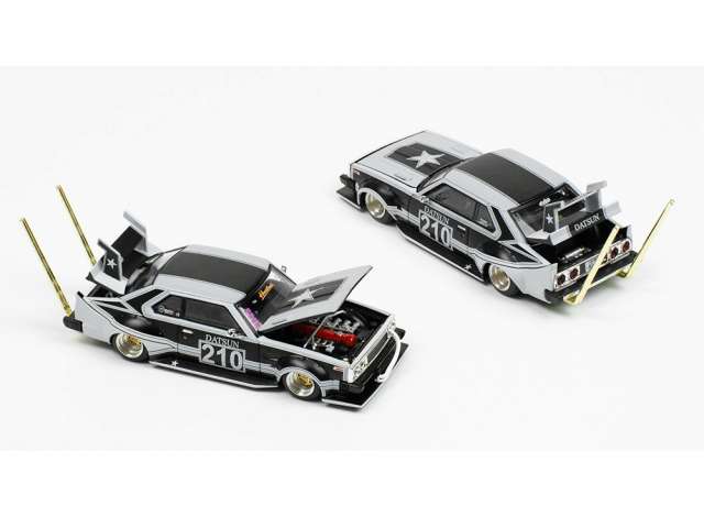 Pop Race Modeliukas 1/64 Nissan Skyline C210 *Kaido House Racer* Bosozoku Style, matt black/grey (yra Sandėlyje)