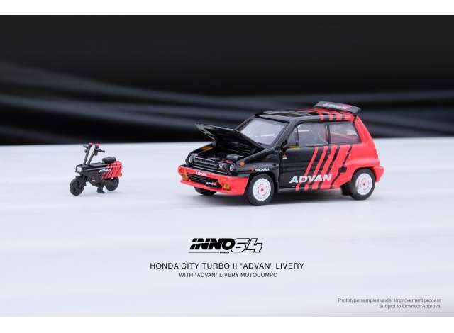 Inno64 Modeliukas 1984 Honda City Turbo II *Advan* with Advan livery Motocompo
