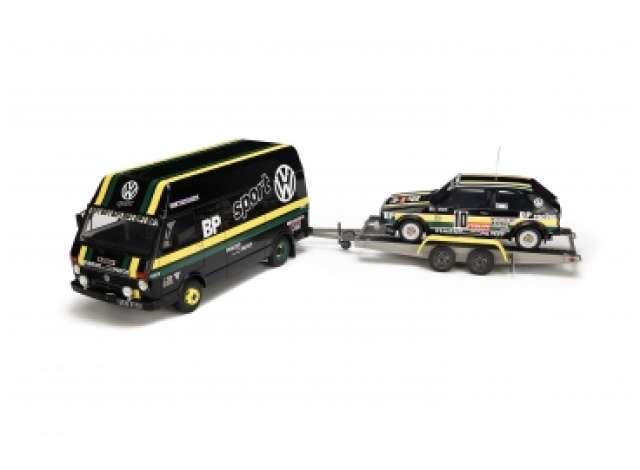 PRE-ORD3R OttO Miniatures Modeliukas 1/18 1978 Volkswagen LT35 With Golf Gti MK1 Gr.2 *Resin series*, black/green/yellow