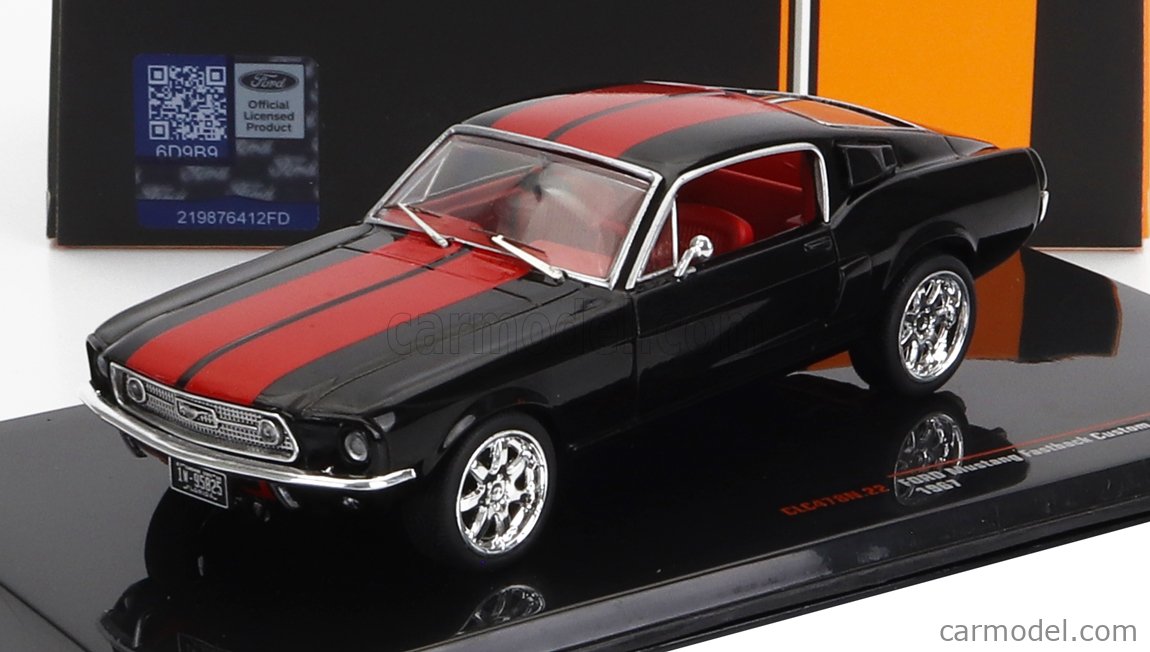 PRE-ORD3R IXO Models Modeliukas 1/43 1967 Ford Mustang Fastback, black/red