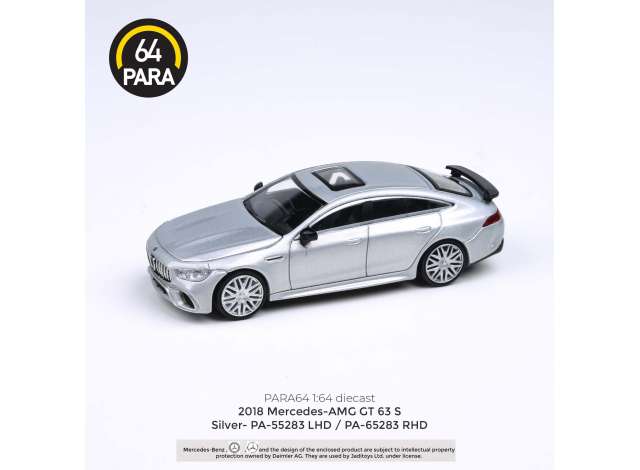 PRE-ORD3R Para64 Modeliukas 2019 Mercedes Benz AMG GT63 S *Right Hand Drive*, silver (cars in a deluxe Acrylic window box)