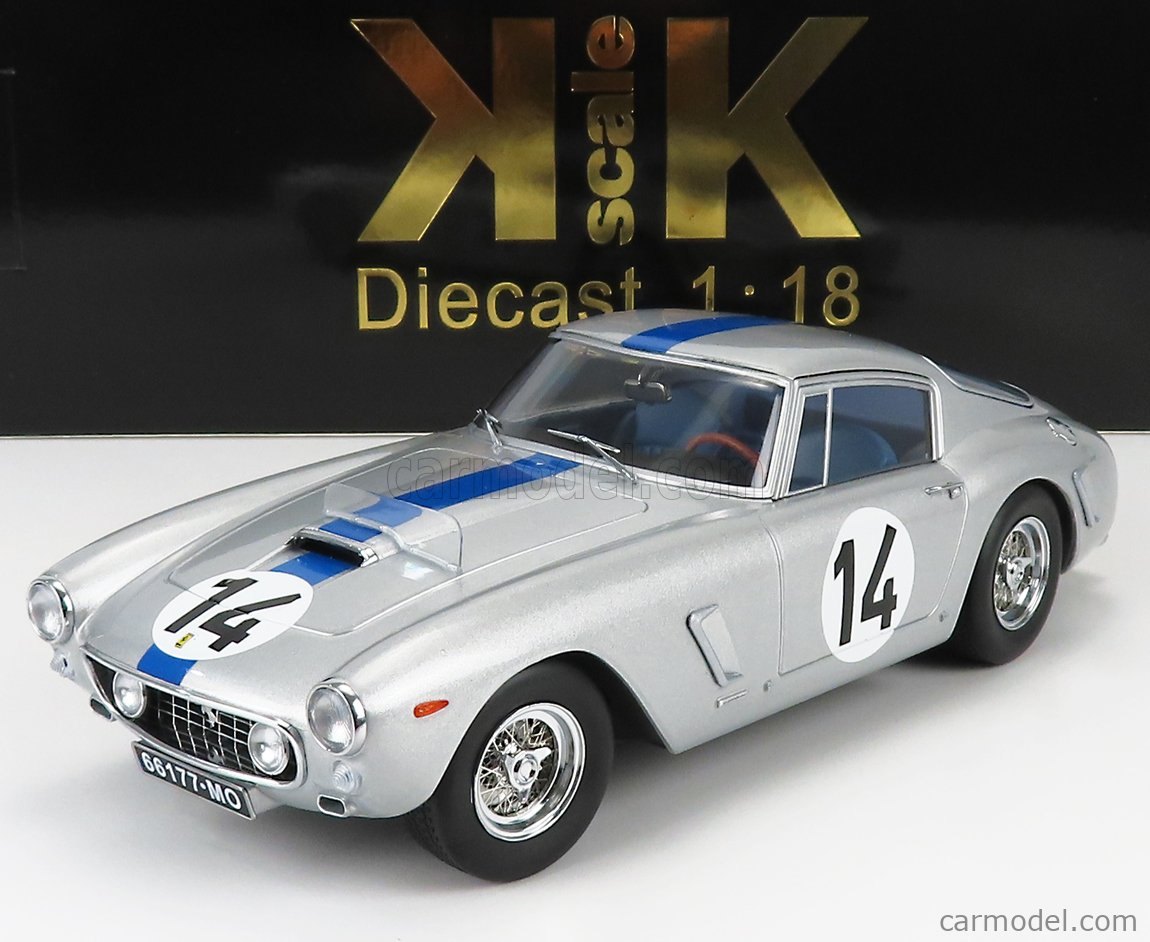 PRE-ORD3R KK Scale Modeliukas 1961 Ferrari 250 GT SWB Competizione #14 24h Le Mans, silver
