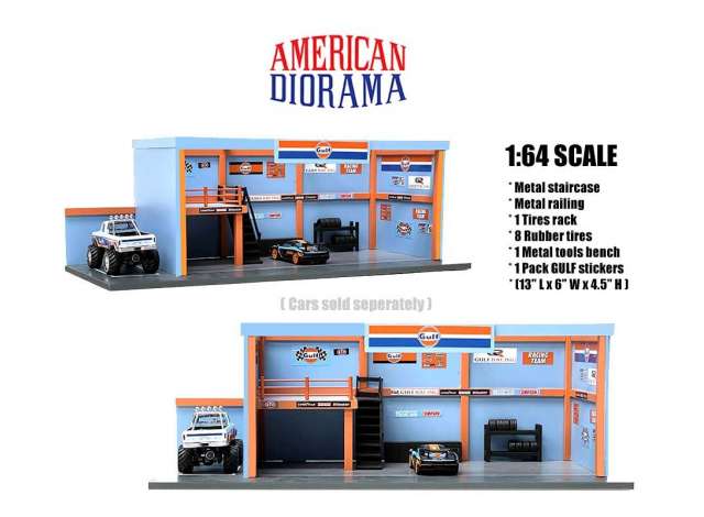 PRE-ORD3R American Diorama Priedų rinkinys Gulf Garage Diorama (Car Not Included !!)