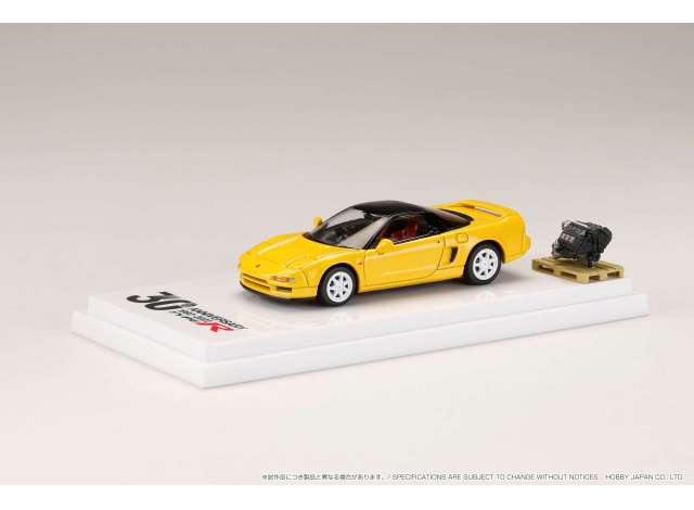 PRE-ORD3R Hobby Japan Modeliukas 1994 Honda NSX (NA1) with Engine Display Model Type R 30th Anniversary, indy yellow pearl