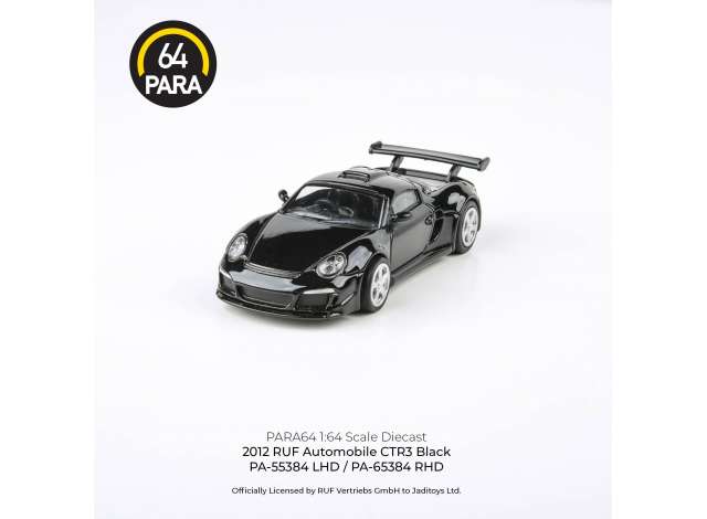 PRE-ORD3R Para64 Modeliukas 1/64 2012 RUF CTR3 Clubsport, black (cars in a deluxe Acrylic window box)