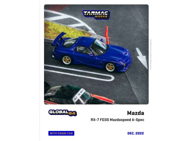 PRE-ORD3R Tarmac Modeliukas 1/64 Mazda RX7 FD3S Mazdaspeed A-Spec, blue