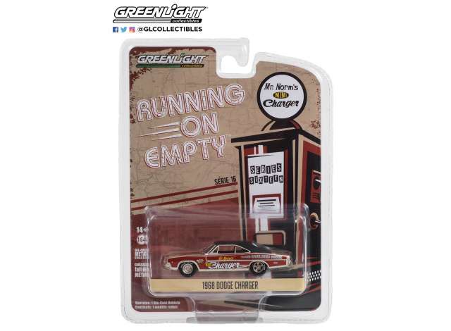 GreenLight Modeliukas 1968 Dodge Charger Grand Spalding Dodge Mr. Norm’s Mini Charger Funny Car Tribute *Running on Empty Series 16*, red (yra Sandėlyje)