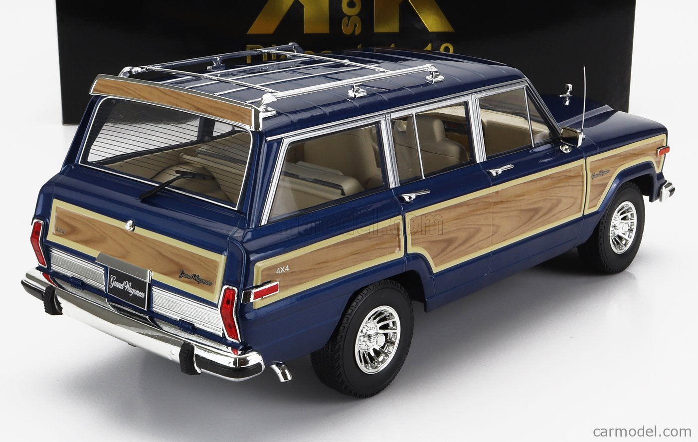 PRE-ORD3R KK Scale Modeliukas 1/18 1989 Jeep Grand Wagoneer, blue/wood