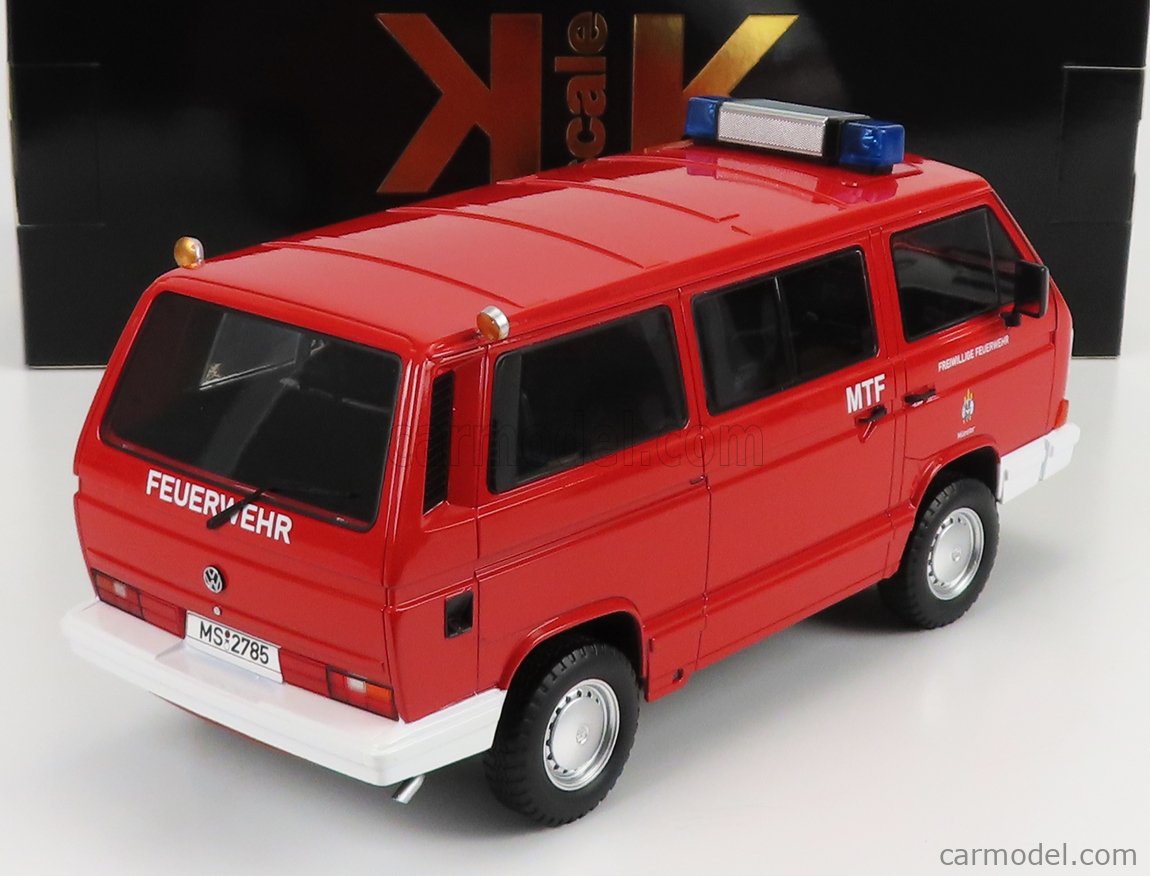 PRE-ORD3R KK Scale Modeliukas 1/18 1987 Volkswagen Bus T3 Syncro Fire Munster, red