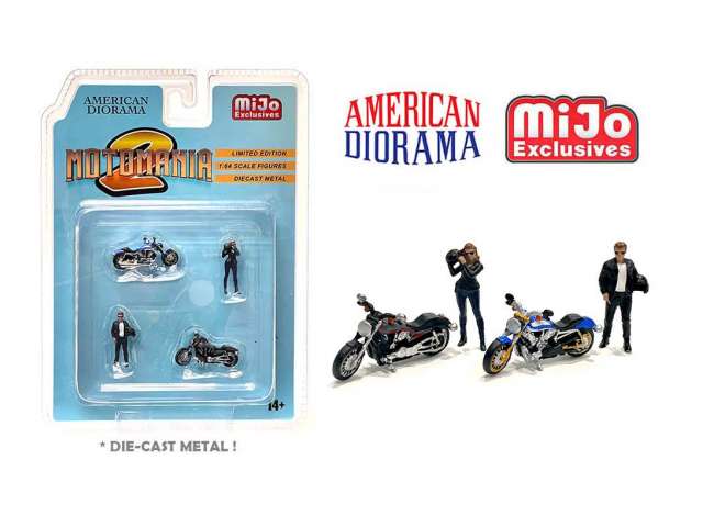 PRE-ORD3R American Diorama Figūrėlės Moto Mania Figure set including 2 1/64 bikes (Car Not Included !!)