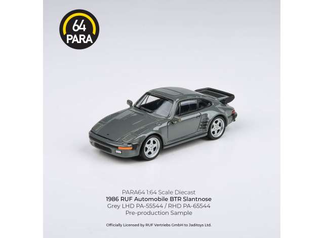Para64 Modeliukas 1/64 1986 RUF BTR Slantnose, grey left hand drive (cars in a deluxe Acrylic window box)
