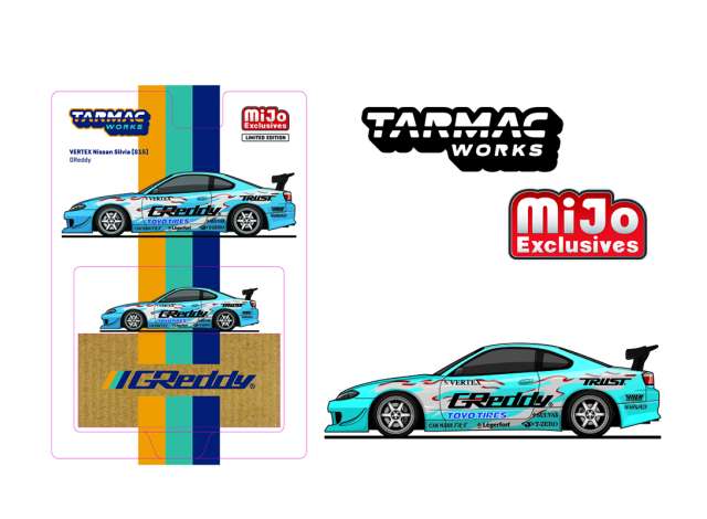 PRE-ORD3R Tarmac Modeliukas 1/64 Vertex Nissan Silvia S15 *GReddy*, blue