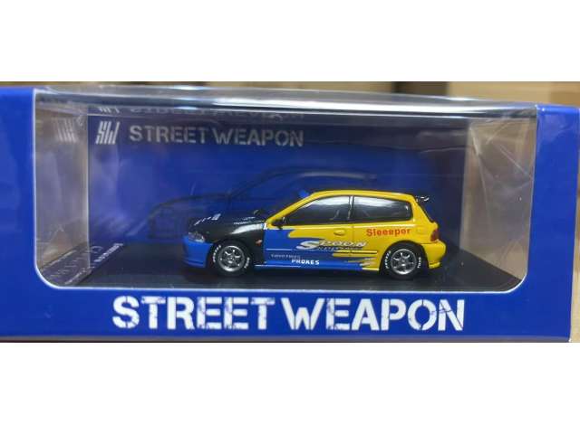 PRE-ORD3R Street Weapon Modeliukas 1/64 Honda Civic EG6 *Spoon*, blue/yellow