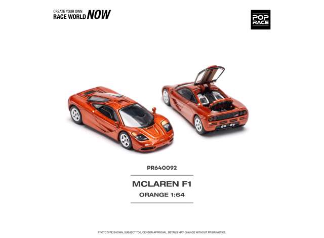 PRE-ORD3R Pop Race Modeliukas 1/64 McLaren F1, orange