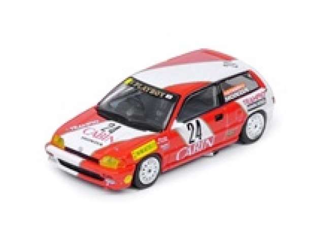 PRE-ORD3R Inno64 Modeliukas 1/64 1988 Honda Civic Si E-AT *Cabin* #24 Tomohiko Tsutsumi 2nd 1600cc Class Macau Guia Race, red/white