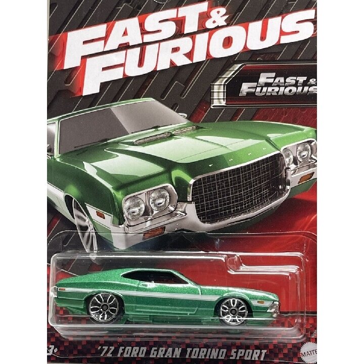 Hot Wheels Mainline Fast and Furious Modeliukas 72 Ford Gran Torino Sport green (yra Sandėlyje)