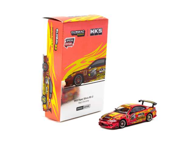 PRE-ORD3R Tarmac Modeliukas 1/64 HKS Hiper Silvia RS-2, red chrome