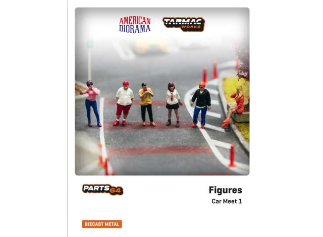 PRE-ORD3R Tarmac Modeliukas 1/64 Car Meet 1 *Figures*,