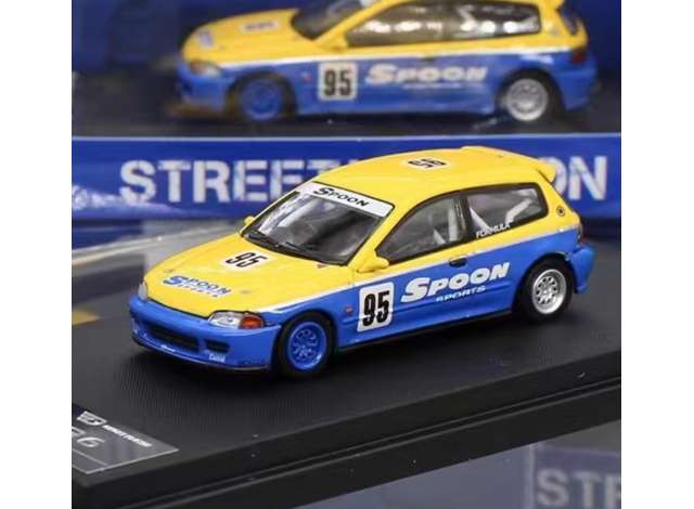 PRE-ORD3R Street Weapon Modeliukas 1/64 Honda Civic EG6 *Spoon* horizontal stripe, blue/yellow